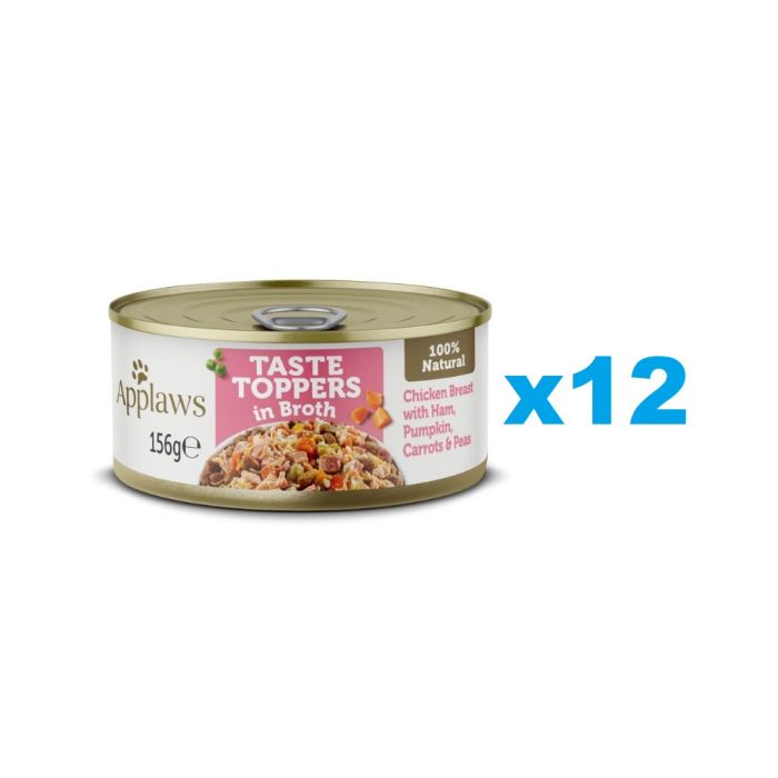 APPLAWS Taste Toppers Pierś z kurczaka, szynka i dynia w bulionie 12x156 g