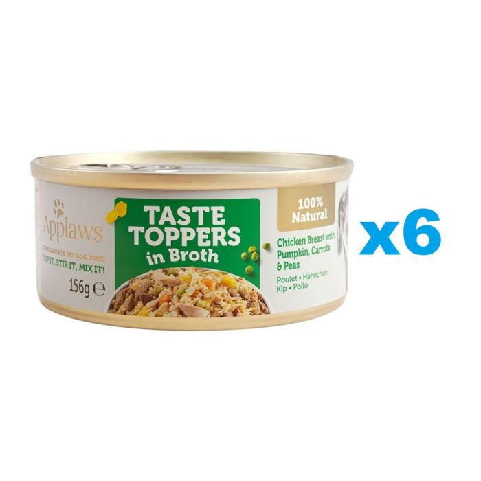 APPLAWS Taste Toppers Pierś z kurczaka, dynia, groszek w bulionie 6x156 g