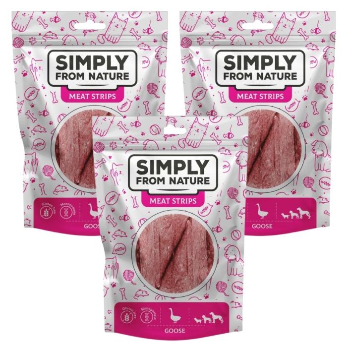 SIMPLY FROM NATURE Meat Strips Mięsne paski z gęsi dla psów 3x80 g