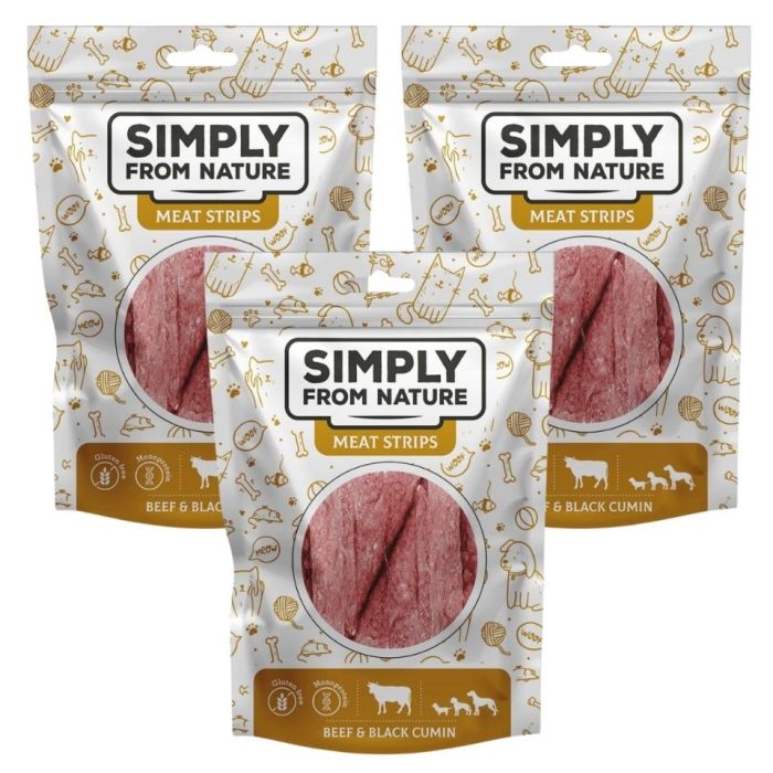 SIMPLY FROM NATURE Meat Strips Mięsne paski z wołowiną i czarnuszką dla psów 3x80 g
