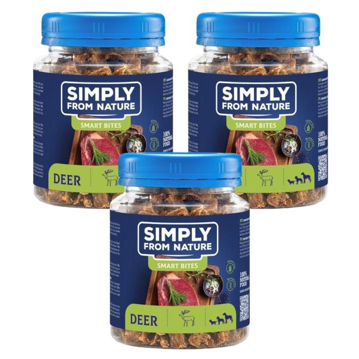 SIMPLY FROM NATURE Smart Bites Trenerki z jelenia dla psów 3x130 g