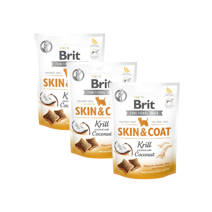 BRIT Care Dog Functional Snack skin&coat Krill 3x150 g przysmaki z krylem na sierść
