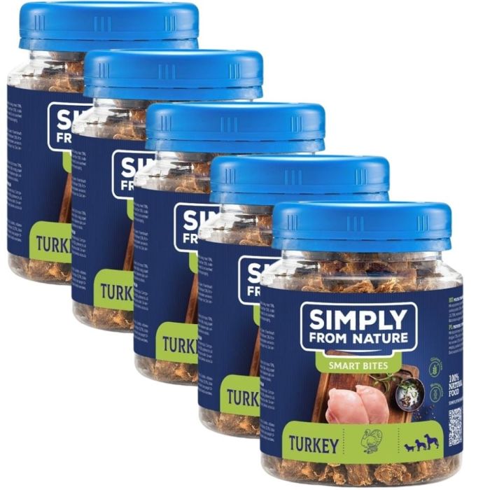 SIMPLY FROM NATURE Smart Bites Trenerki z indyka dla psów 5x130 g