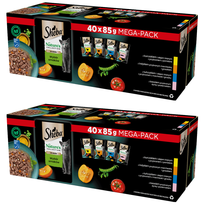 SHEBA Nature’s Collection Wybór Smaków w sosie mokra karma pełnoporcjowa dla dorosłych kotów 80x85 g