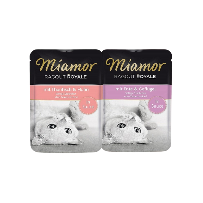 MIAMOR Ragout Royal tuńczyk i kurczak + kaczka z kurczakiem w sosie 24x100 g