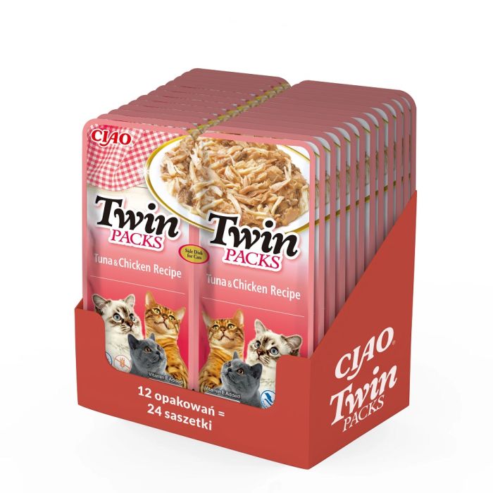 INABA Twin Tuńczyk z kurczakiem w bulionie dla kotów 24x40 g