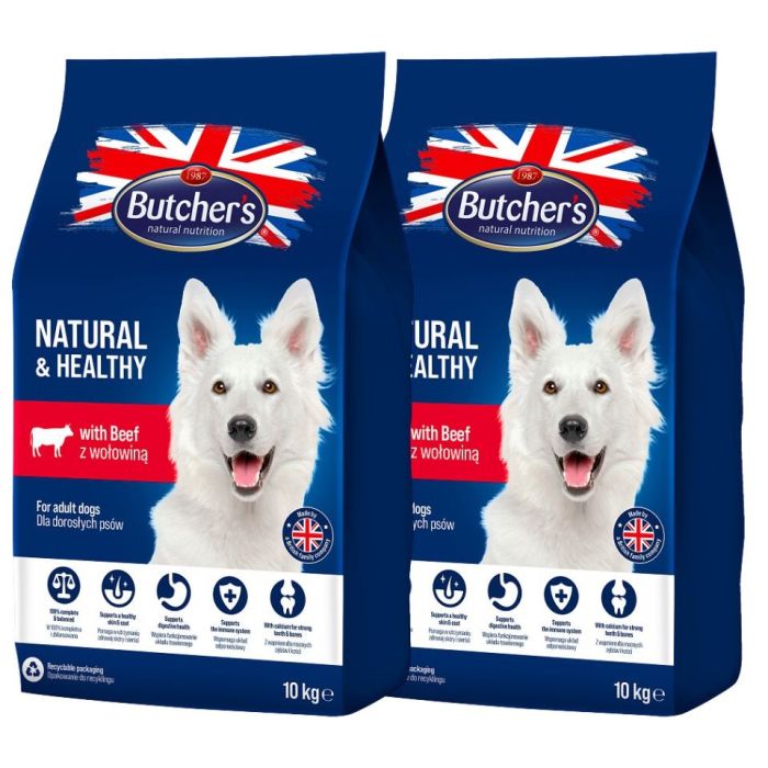 BUTCHER'S Natural&Healthy sucha karma dla psa z wołowiną 20 kg (2 x 10 kg)