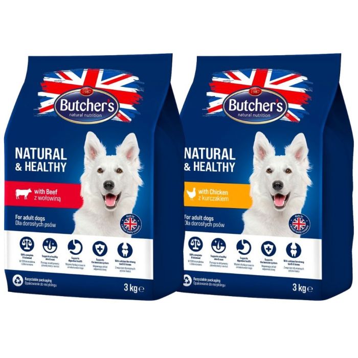 BUTCHER'S Natural&Healthy Mix smaków dla psa z kurczakiem i wołowiną 2 x 3 kg