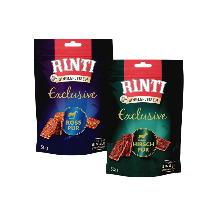 RINTI Singlefleisch Exclusive Snack Mix przysmaków dla psów z koniną i dziczyzną 12x50 g