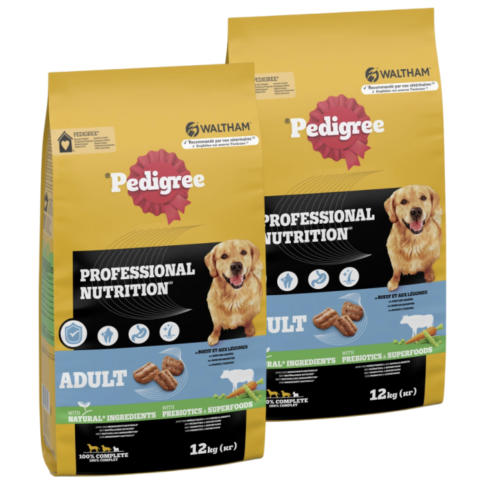 PEDIGREE Professional Nutrition Adult z Wołowiną i Warzywami 2 x 12 kg dla psów dużych i średnich ras