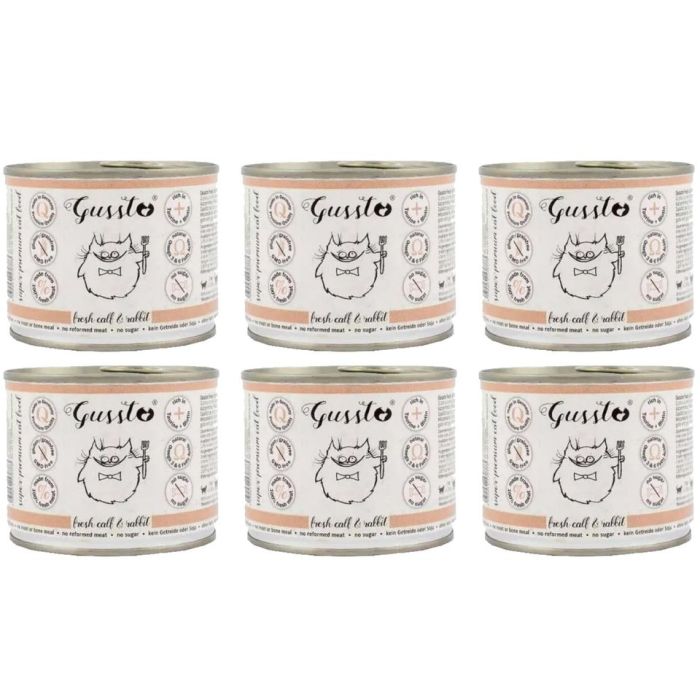 GUSSTO Cat Fresh Calf & Rabbit mokra karma dla kotów cielęcina i królik 6x200 g