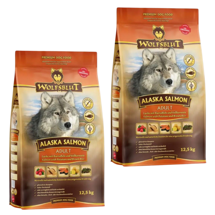 WOLFSBLUT Alaska Salmon Adult sucha karma dla psów z łososiem i ziemniakami 25 kg (2 x 12,5 kg)