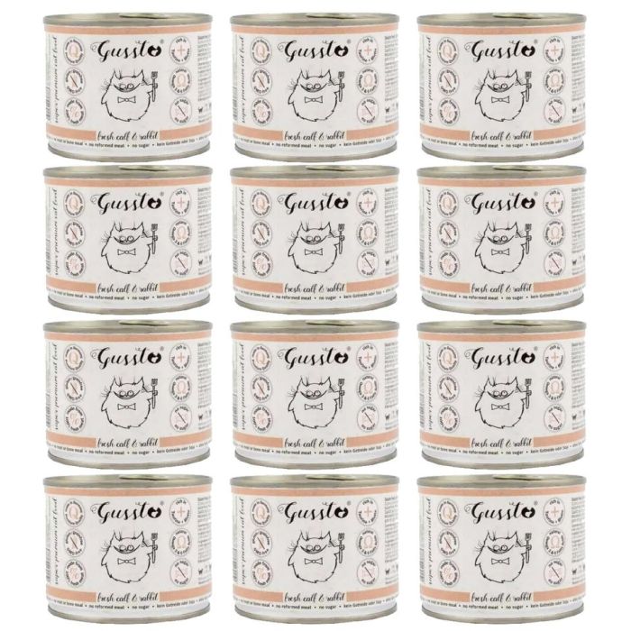 GUSSTO Cat Fresh Calf & Rabbit mokra karma dla kotów cielęcina i królik 12x200 g
