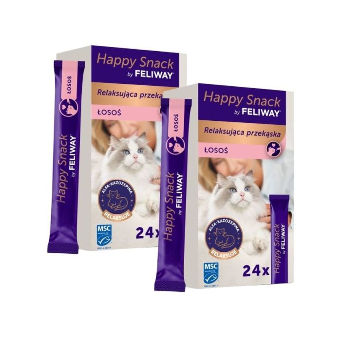FELIWAY Happy Snack Salmon 48x15 g z łososiem, relaksująca przekąska dla wszystkich kotów