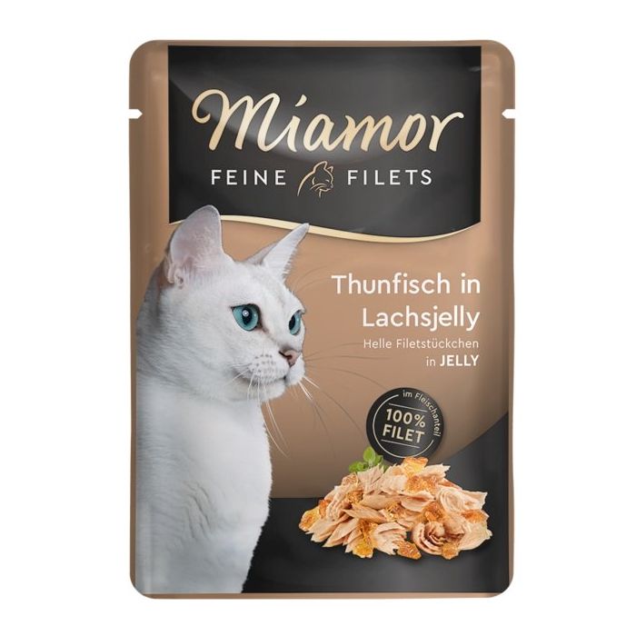 MIAMOR Feline Filets tuńczyk i łosoś w galaretce saszetka 24x100 g