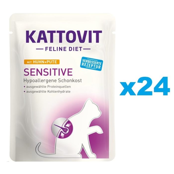 KATTOVIT Feline Diet Sensitive Kurczak i indyk 24 x 85 g