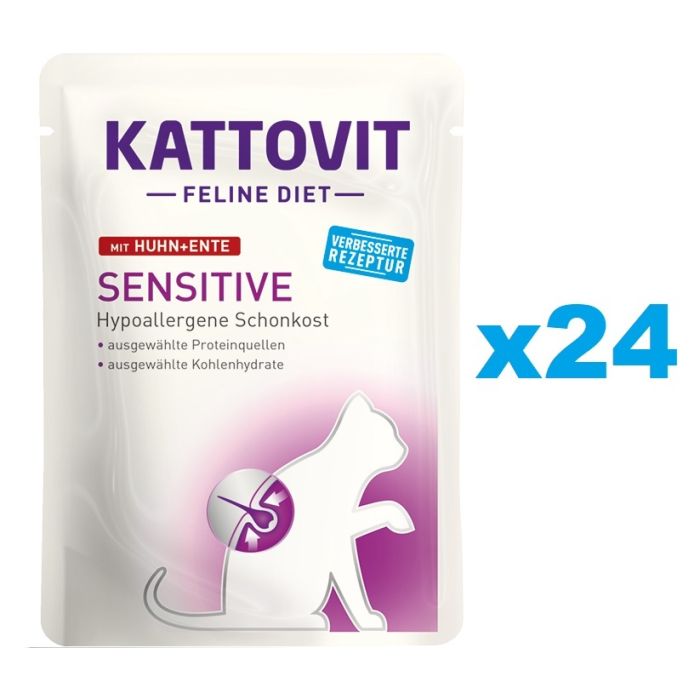 KATTOVIT Feline Diet Sensitive Kurczak i kaczka 24 x 85 g