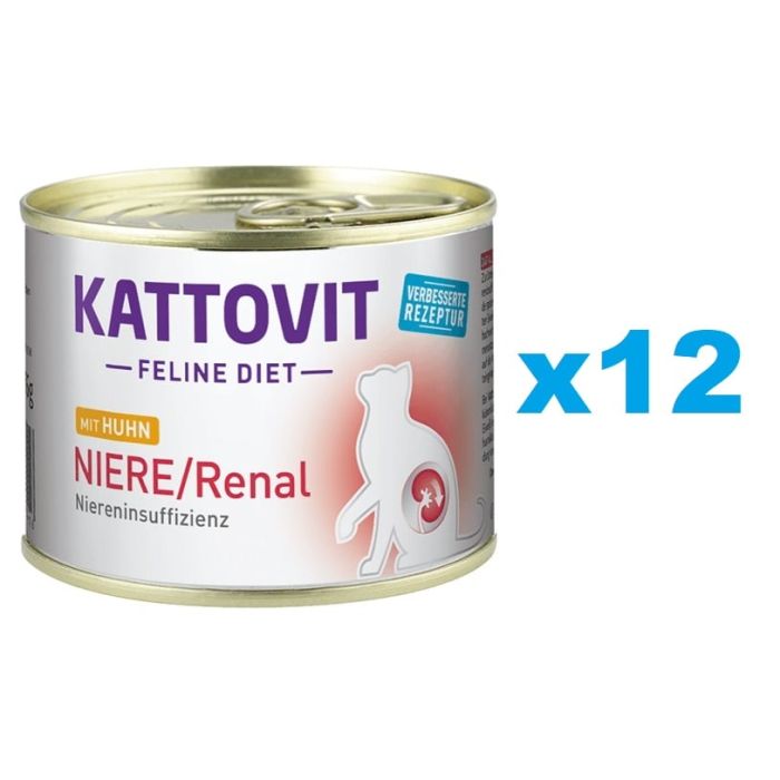 KATTOVIT Feline Diet Niere Renal Kurczak karma mokra dla kota z chorymi nerkami 12 x 185 g