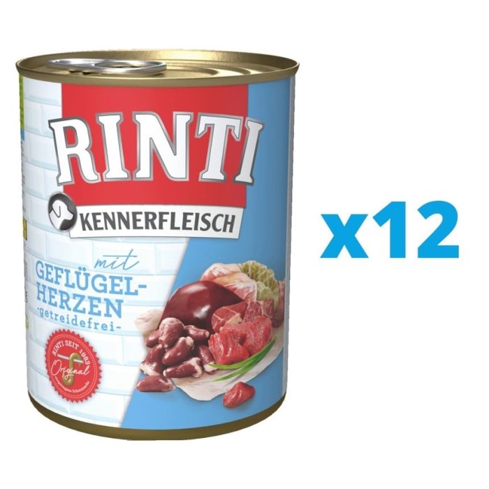 RINTI Kennerfleisch Poultry hearts serca drobiowe 12 x 800 g