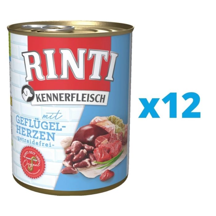 RINTI Kennerfleisch Poultry hearts serca drobiowe 12 x 400 g