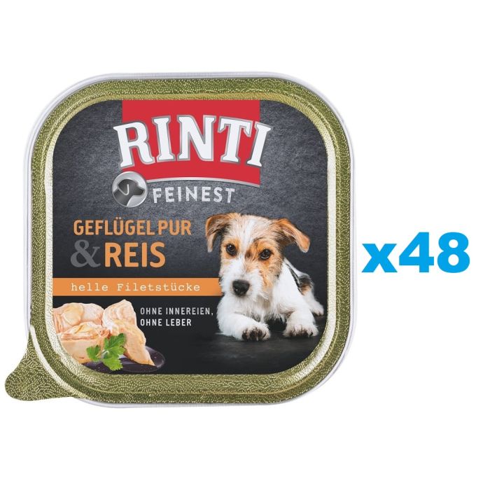 RINTI Feinest Poultry Pure&Rice tacka drób i ryż 48x150 g