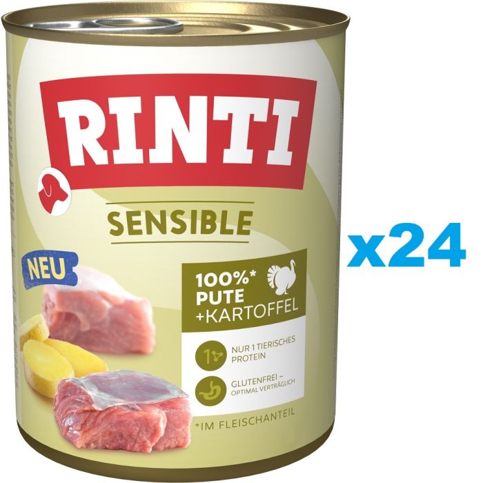 RINTI Sensible Indyk z ziemniakami 24x800g