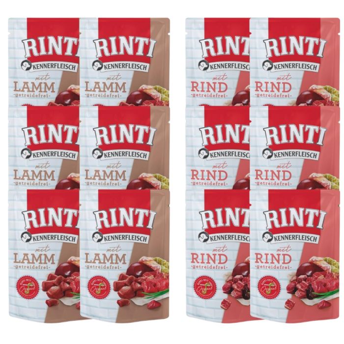 RINTI Kennerfleisch Mix smaków Wołowina Jagnięcina saszetki dla psa 12x400 g