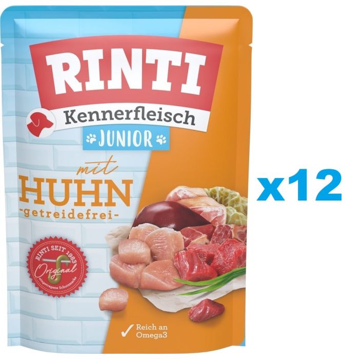 RINTI Kennerfleisch Junior Chicken Kurczak saszetka 12x400 g