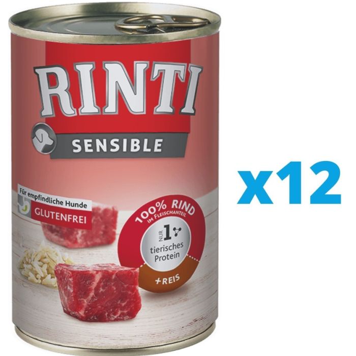 RINTI Sensible Wołowina z ryżem 12 x 400 g
