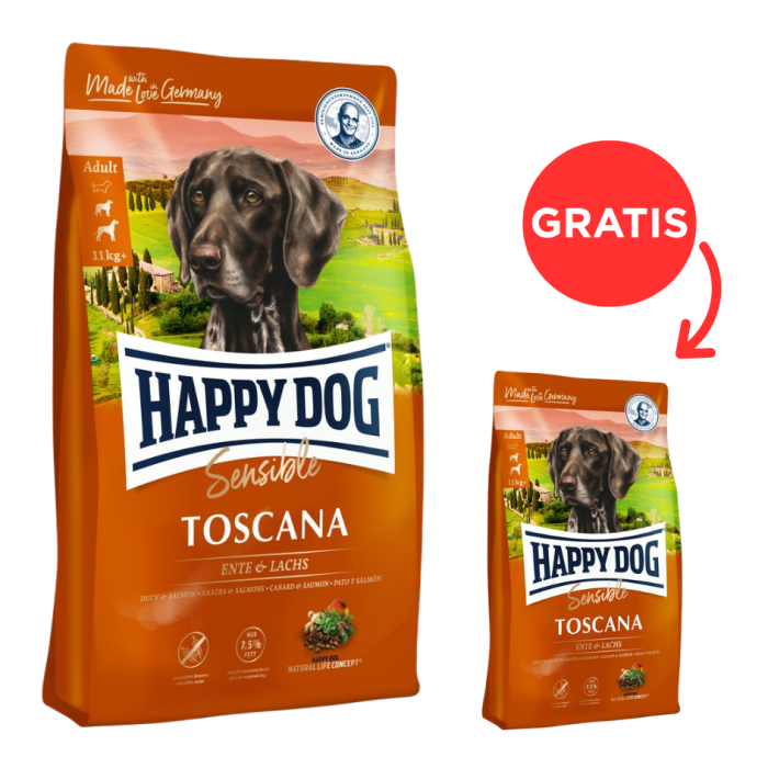 HAPPY DOG Supreme toscana 12.5 kg + 1 kg GRATIS