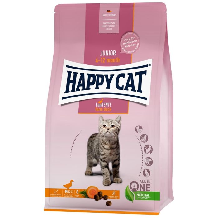 HAPPY CAT Junior Farm Duck Kaczka 8kg (2x4 kg) bezzbożowa sucha karma dla kociąt
