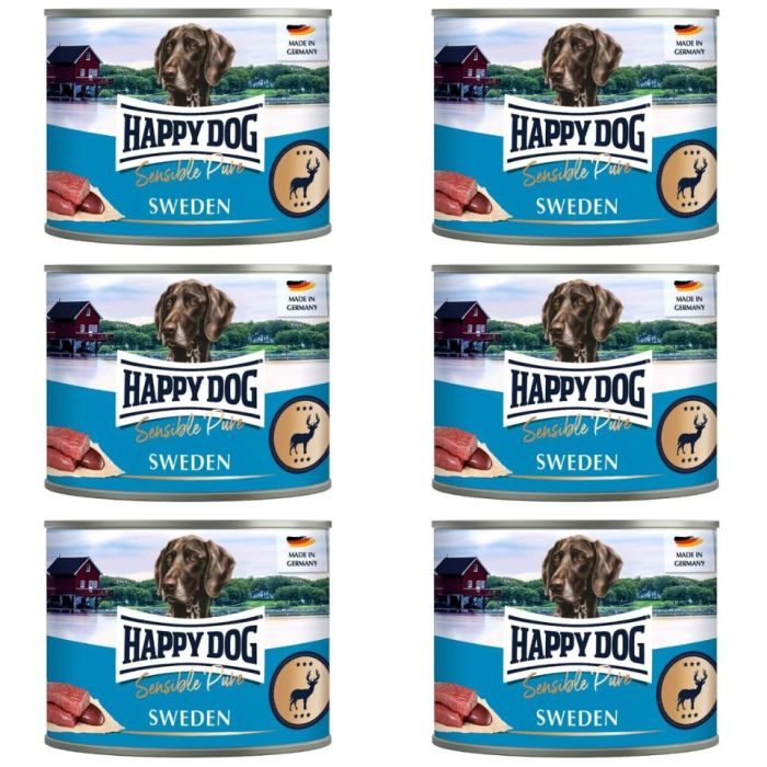 HAPPY DOG Sensible Pure Sweden Dziczyzna 6x200 g karma mokra dla psów