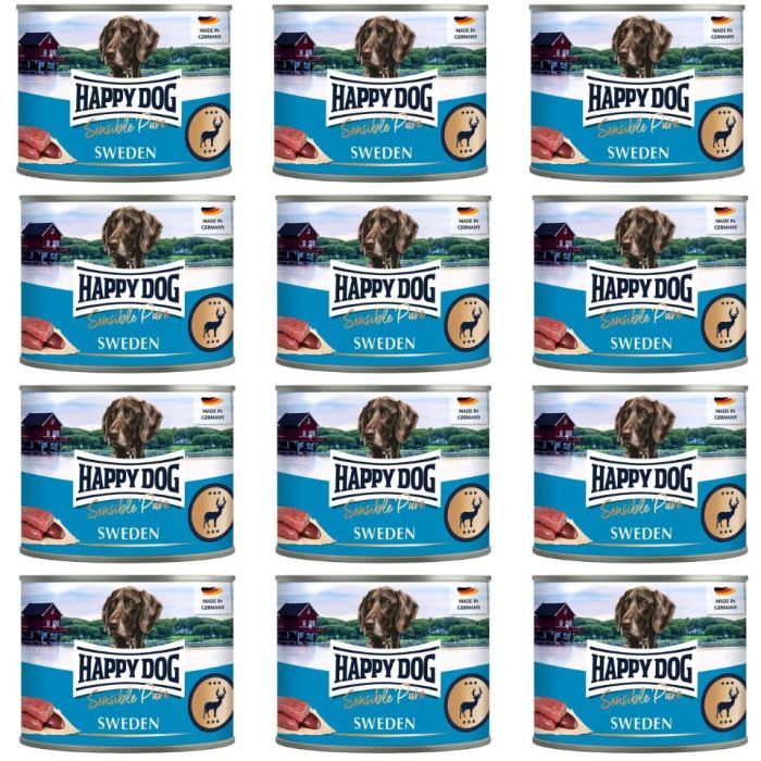 HAPPY DOG Sensible Pure Sweden Dziczyzna 12x200 g karma mokra dla psów