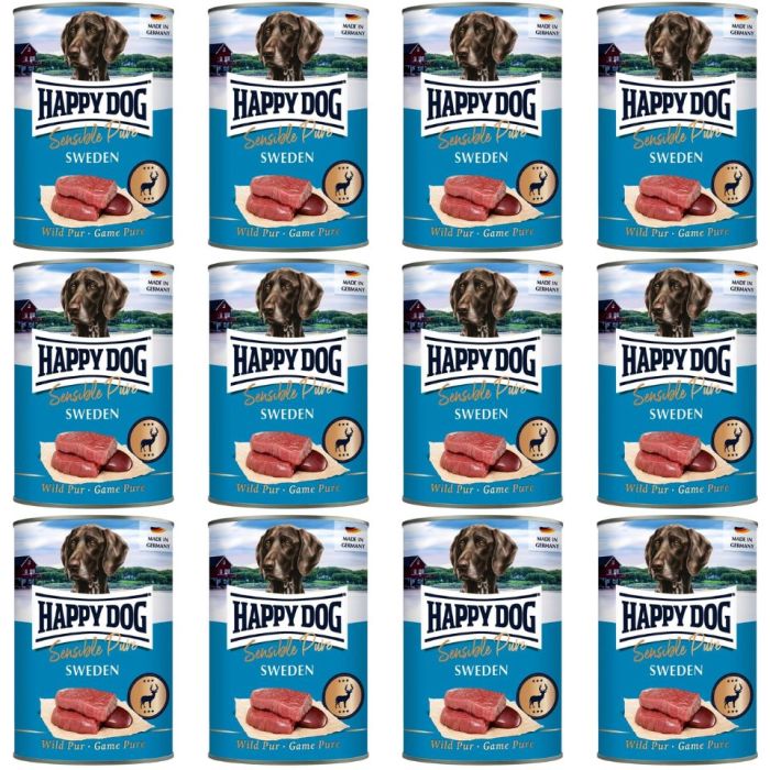 HAPPY DOG Sensible Pure Sweden Dziczyzna 12x400 g karma mokra dla psów
