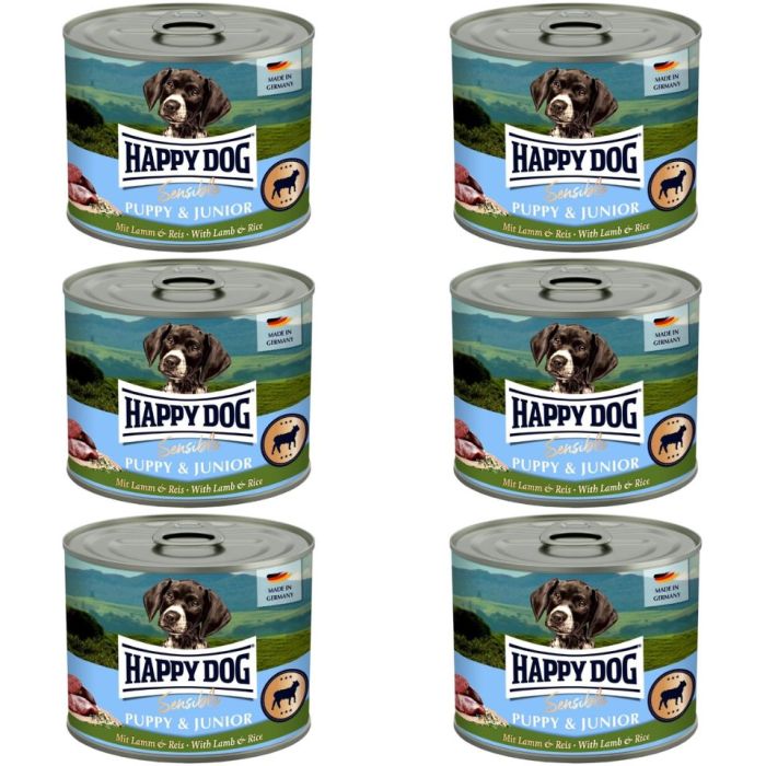HAPPY DOG Sensible Puppy Junior Jagnięcina i ryż 6x200 g mokra karma dla szczeniąt i młodych psów