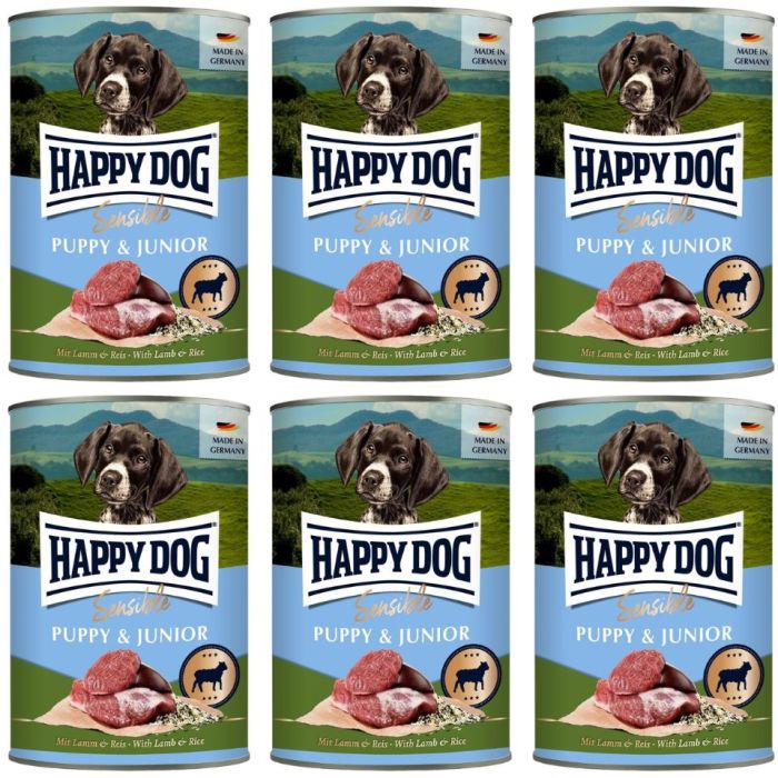 HAPPY DOG Sensible Puppy Junior Jagnięcina i ryż 6x400 g mokra karma dla szczeniąt i młodych psów