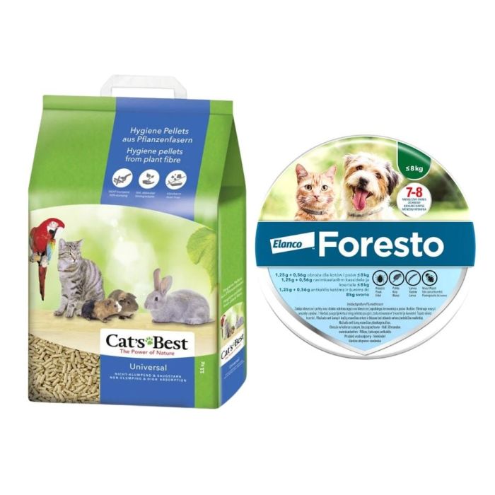 JRS Cat'S best universal 7l (4 kg) + FORESTO Obroża dla kota i psa przeciw kleszczom i pchłom poniżej 8 kg