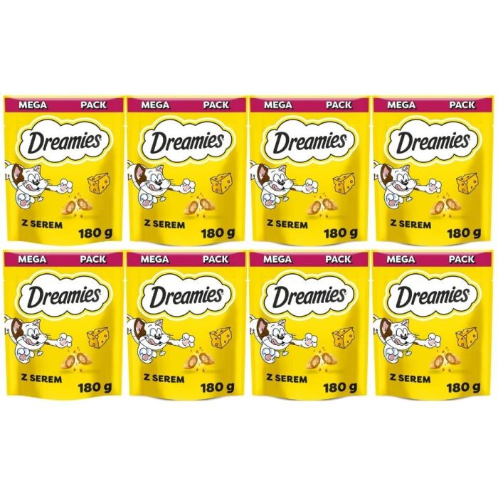 DREAMIES Mega Pack Chrupiące przysmaki dla kota o smaku sera 8x180 g