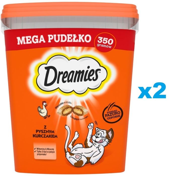 DREAMIES Mega Pudełko 2x350 g przysmak z pysznym kurczakiem dla kota