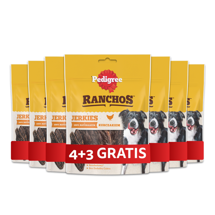 PEDIGREE Ranchos Originals 7 x 70g przysmak dla psów z kurczakiem 4+3 GRATIS