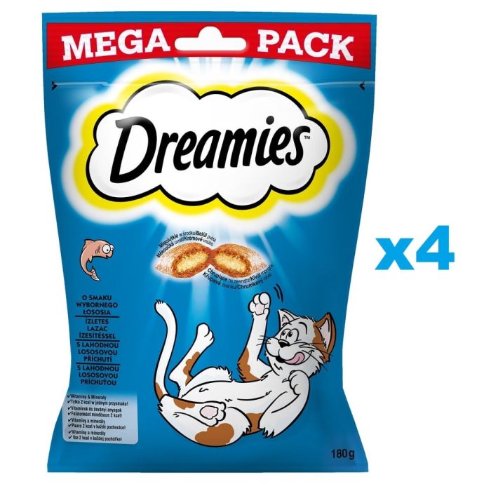 DREAMIES Mega Pack 4x180 g przysmak o smaku wybornego łososia dla kota