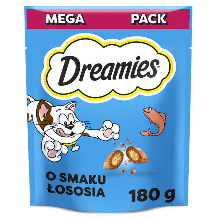 DREAMIES Mega Pack Chrupiące przysmaki dla kota o smaku łososia 4x180 g