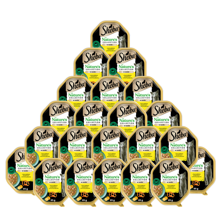SHEBA Nature’s Collection tacka 22 x 85 g mokra karma pełnoporcjowa dla dorosłych kotów kawałki z kurczakiem w sosie