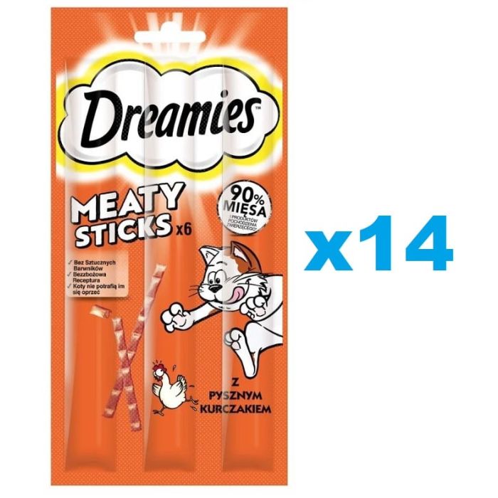 DREAMIES Meaty Sticks pałeczki z pysznym kurczakiem dla dorosłych kotów 14x30 g
