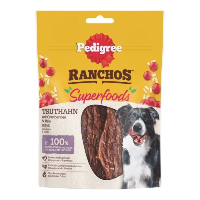 PEDIGREE Ranchos Superfoods 7 x 70 g karma uzupełniająca dla dorosłych psów z indykiem, żurawiną i ryżem