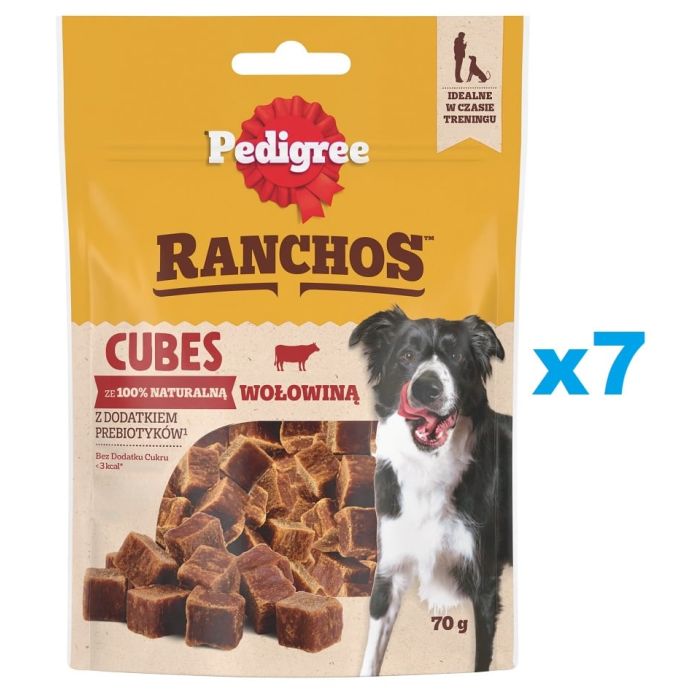 PEDIGREE Ranchos Cubes 7x70 g karma uzupełniająca dla dorosłych psów z wołowiną