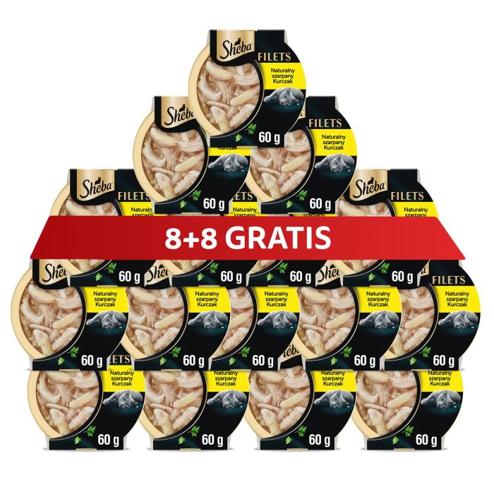 SHEBA Filets z kurczakiem w sosie 16 x 60 g mokra karma dla kotów 8+8 GRATIS