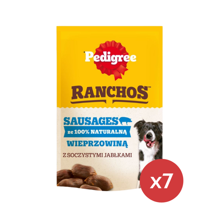 PEDIGREE Ranchos Sausages 100% wieprzowina 7 x 60g naturalne przysmaki dla psów