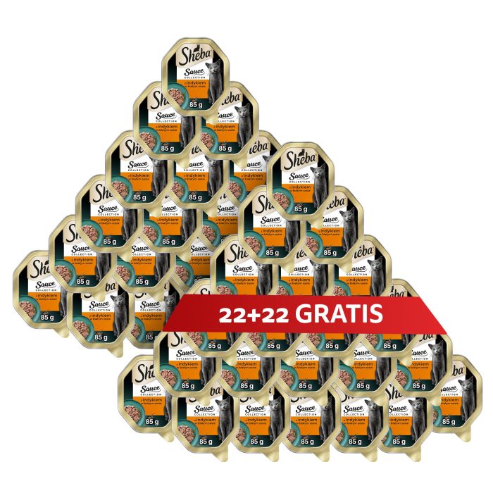 SHEBA Sauce Collection z indykiem w białym sosie 44 x 85 g mokra karma dla kotów 22+22 GRATIS