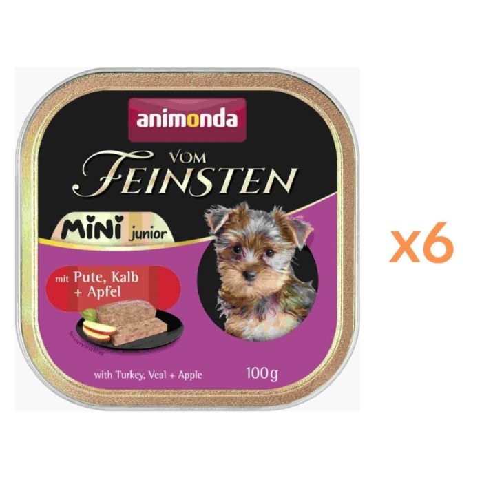 ANIMONDA Vom Feinsten Mini Junior z indykiem, cielęciną i jabłkiem 6x100g mokra karma dla szczeniąt małych ras